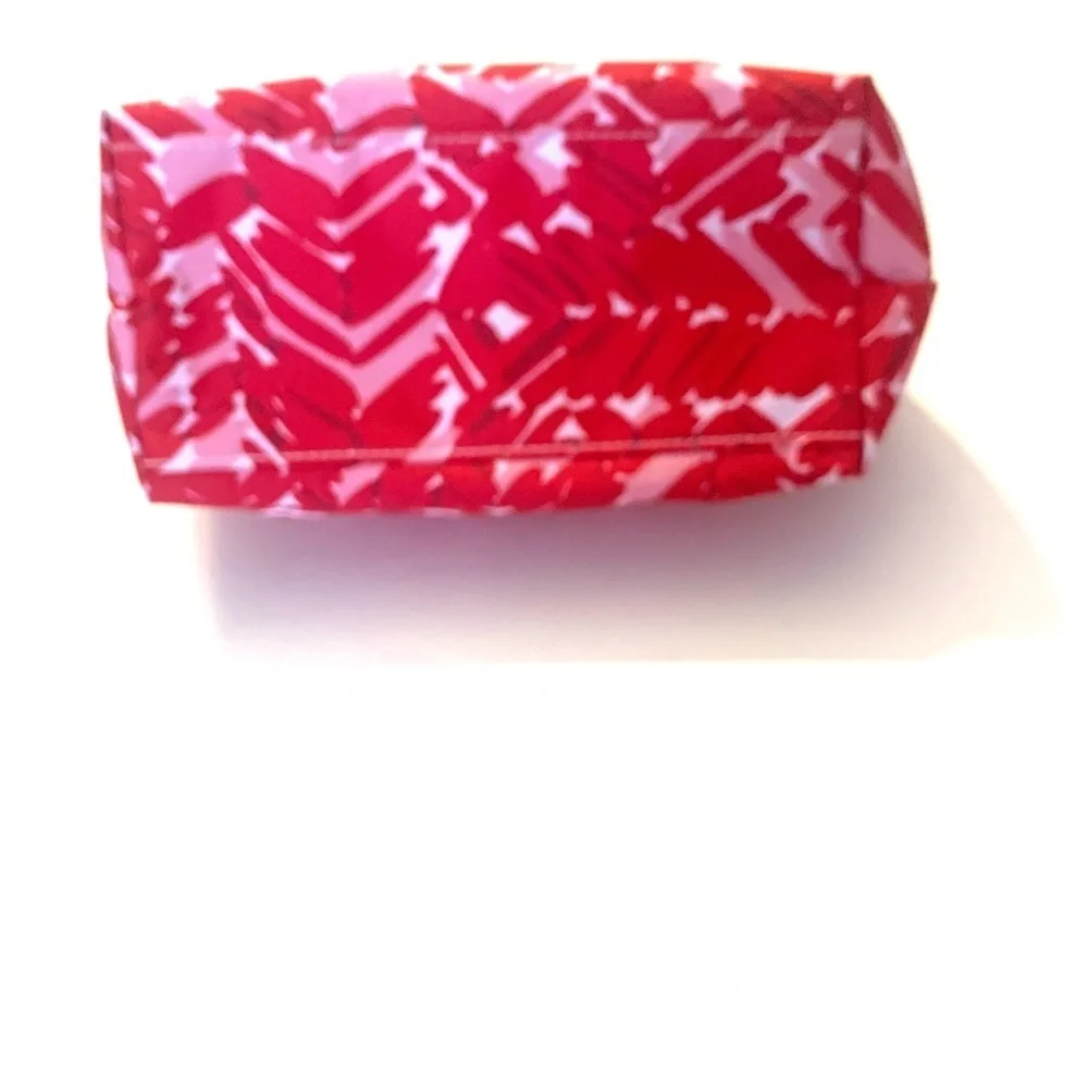 CLINIQUE Makeup Bag Women Nylon Cosmetic Travel Case Zip Pouch Dome, Pink/Red